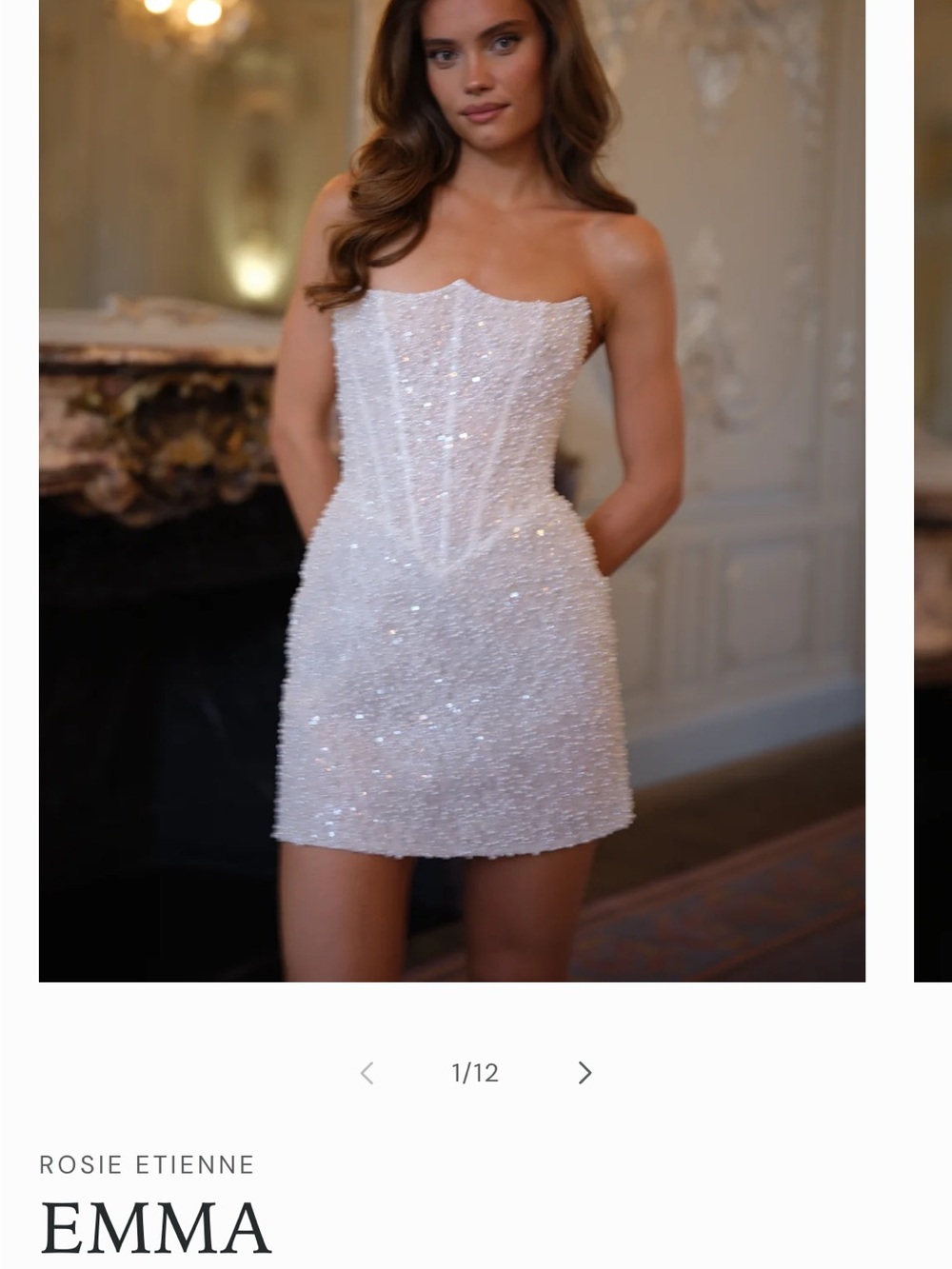 Rosie Etienne Emma Strapless Sequin Mini Dress in White US size 6/UK size 10